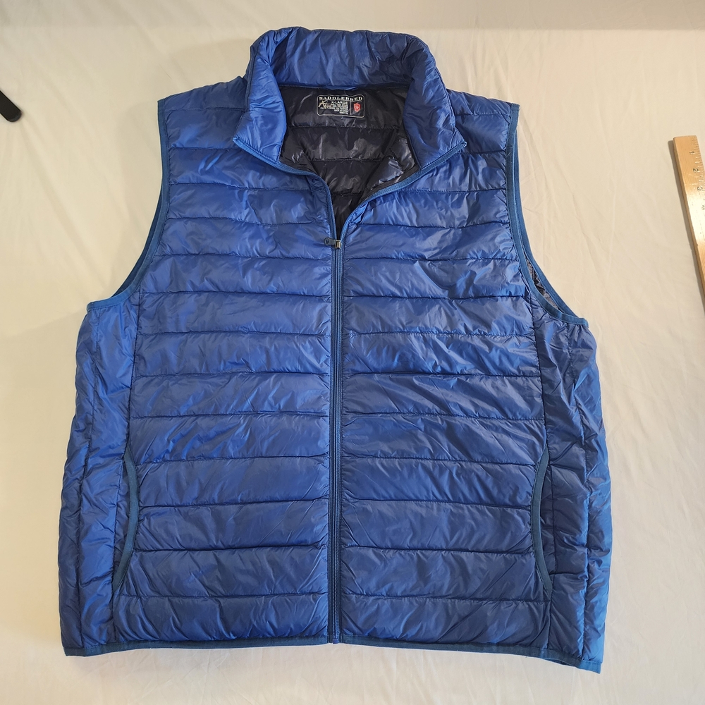 Saddlebred Down Vest Mens XL Blue Puffer Hiking Outdoor Packable